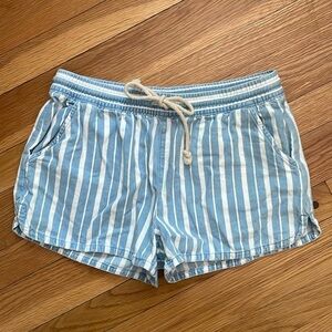 Aerie Blue White Nautical Stripe Beach Cotton Shorts 2.5" Inseam Size Small